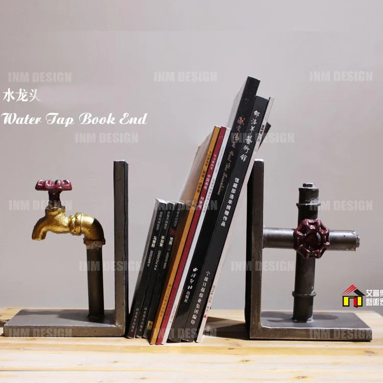 Industrial style faucet book stand, bookend, bookshelf, bookrest, studydesk ornament, decorative gift, present
