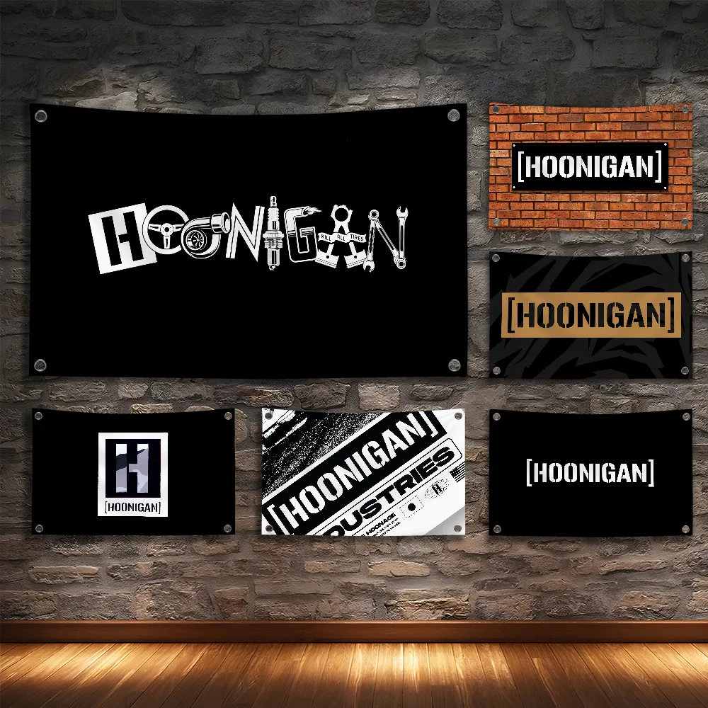 

H-Hoonigan Racing Car Modification Flag Room Bedroom Home&Outdoor Wall Hanging Concert Printed Background Decoration Art Banner