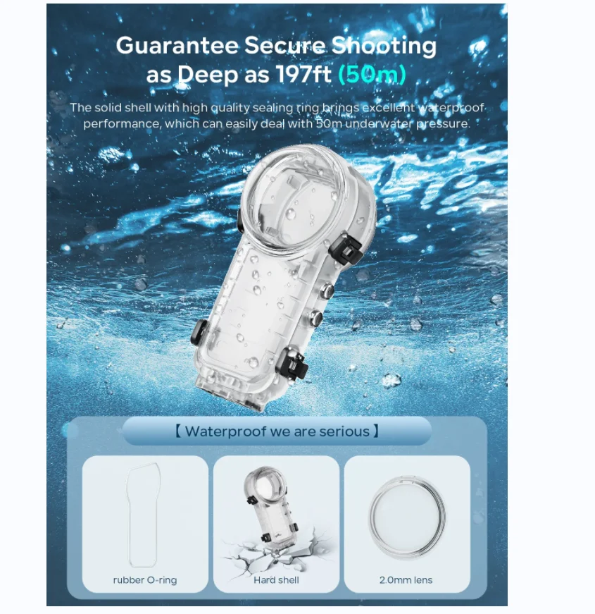 Чехол для дайвинга aMagisn для Insta360 X4, водонепроницаемый чехол для корпуса, невидимый чехол для дайвинга, корпус для подводного плавания 50 м для Insta 360 X4