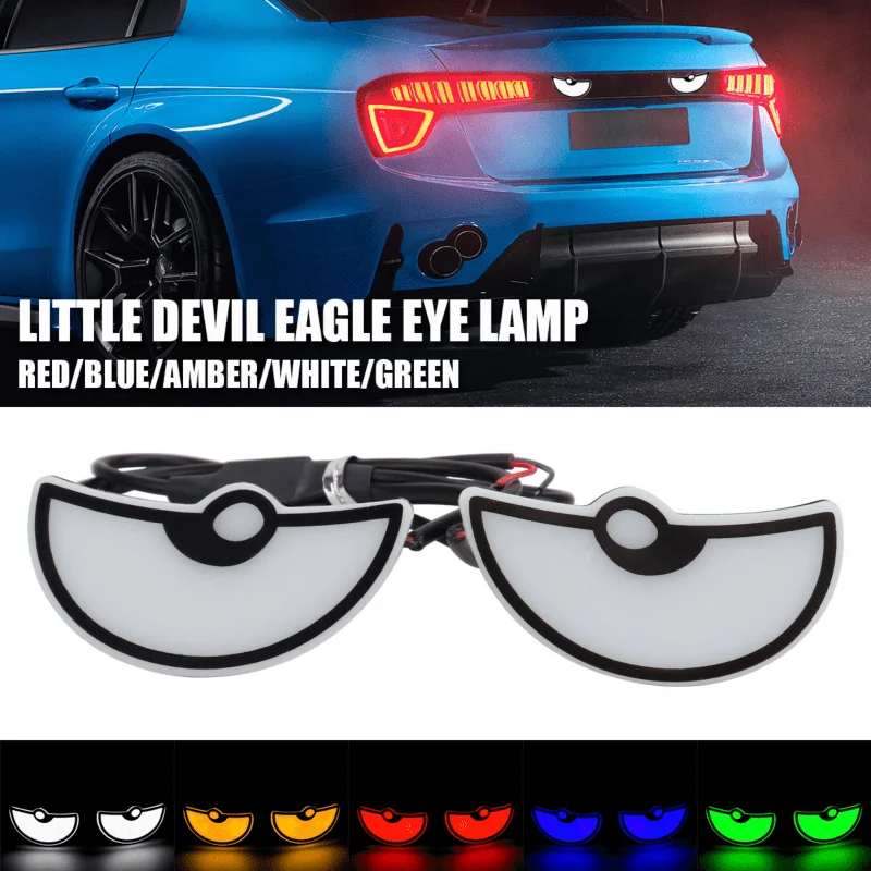 2pcs Motorcycle Led Demon Eye Light Semicircle Eagle Eye Car Tail Universal Decorative Lights Dynamic Strobe Turn Signal Light