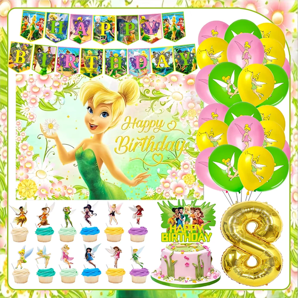 Disney Peter Pan Tinker Bell Geburtstag Party Dekoration Kuchen Topper Ballon Prinzessin Wald Elf Hintergrund Banner Junge Mädchen Geschenke