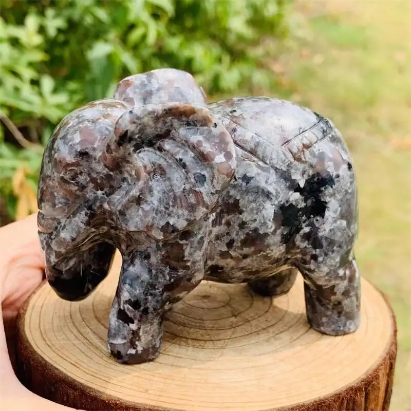 

Natural Yooperlite Elephant Carving Sculpture, Healing Gemstone, Crystal Crafts, Home Decoration Ornament 1Pc