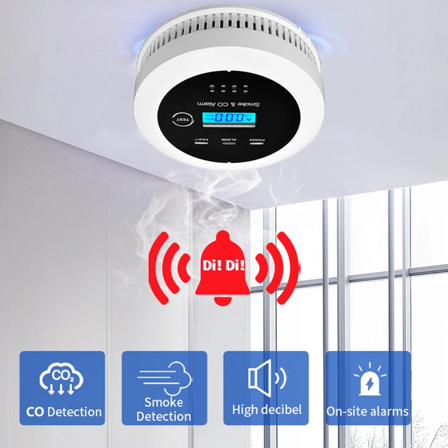 

UL2034 Independent CO Alarm Sensor Carbon Monoxide Alarm Detector High Sensitive Warning LCD Display CO Alarm