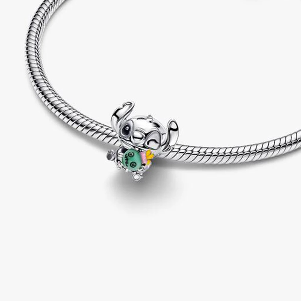 Potdemiel 925 Silver Disney Wizard Mickey Stitch Charms Beads Fit Bracelet Necklace Women DIY Birthday Party Jewelry Gifts view 4
