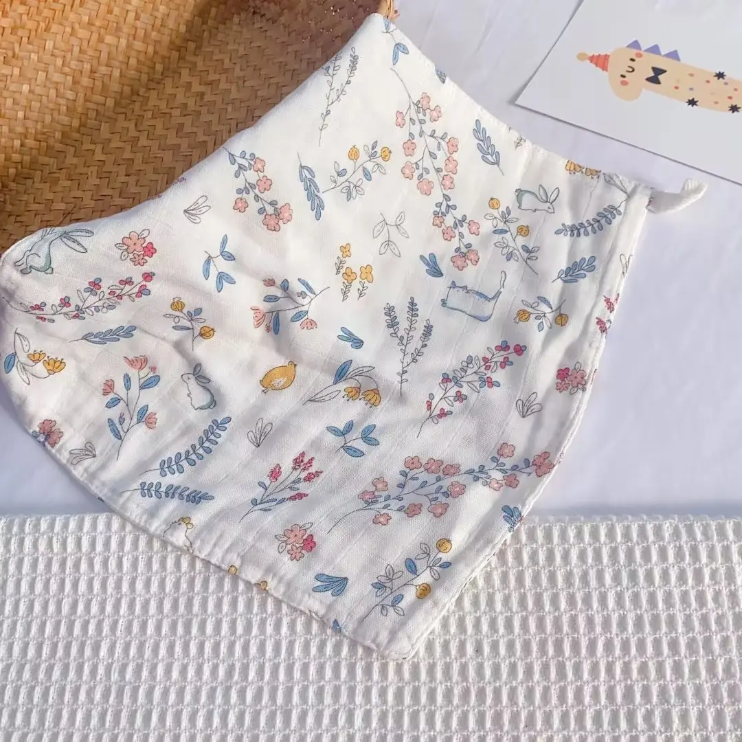 4 Layer Gauze Muslin Squares Bamboo Cotton Baby Towel Handkerchief Soft Baby Face Shower Towel Saliva Towel Baby Stuff