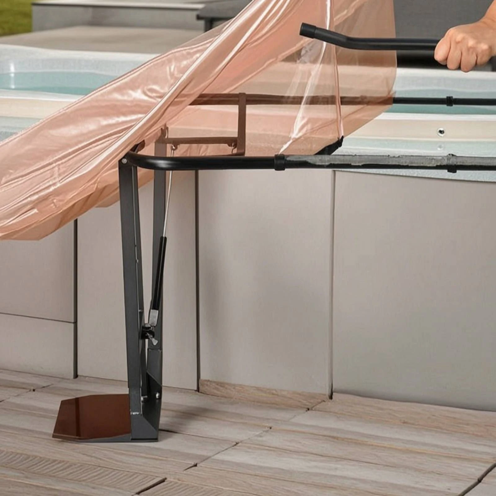 Hot Tub Cover Lift with Hydraulic Assist Space-Saving Spa Cover Lifter with Hydraulic Arm Stable Reinforced for Backyard, Patio