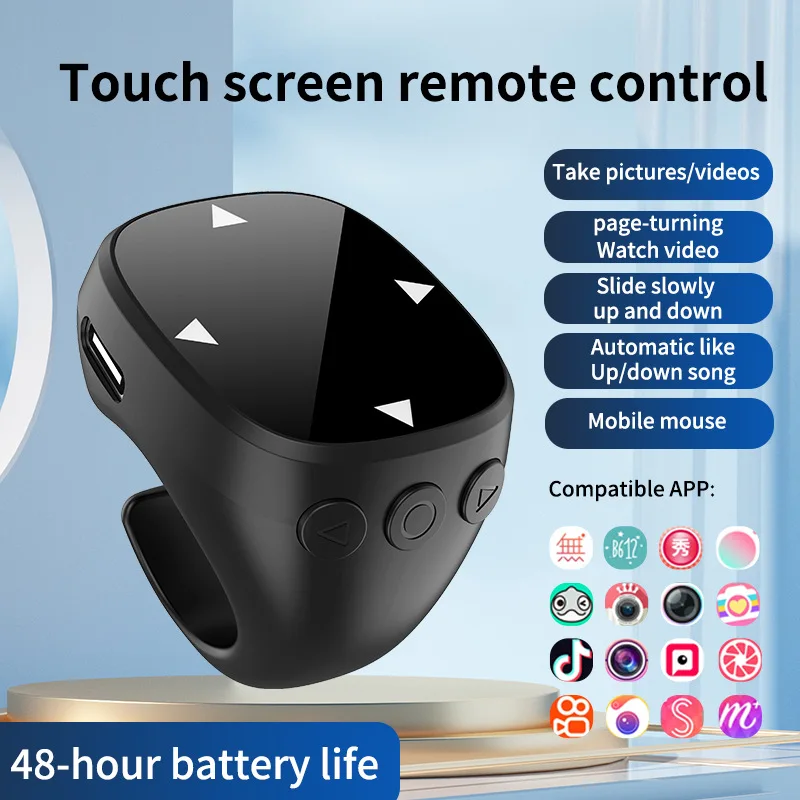 

Bluetooth Touch Screen Ring Remote for TikTok Instagram YouTube Wireless Page Turner Air Mouse Video Scroller for iPhone Android