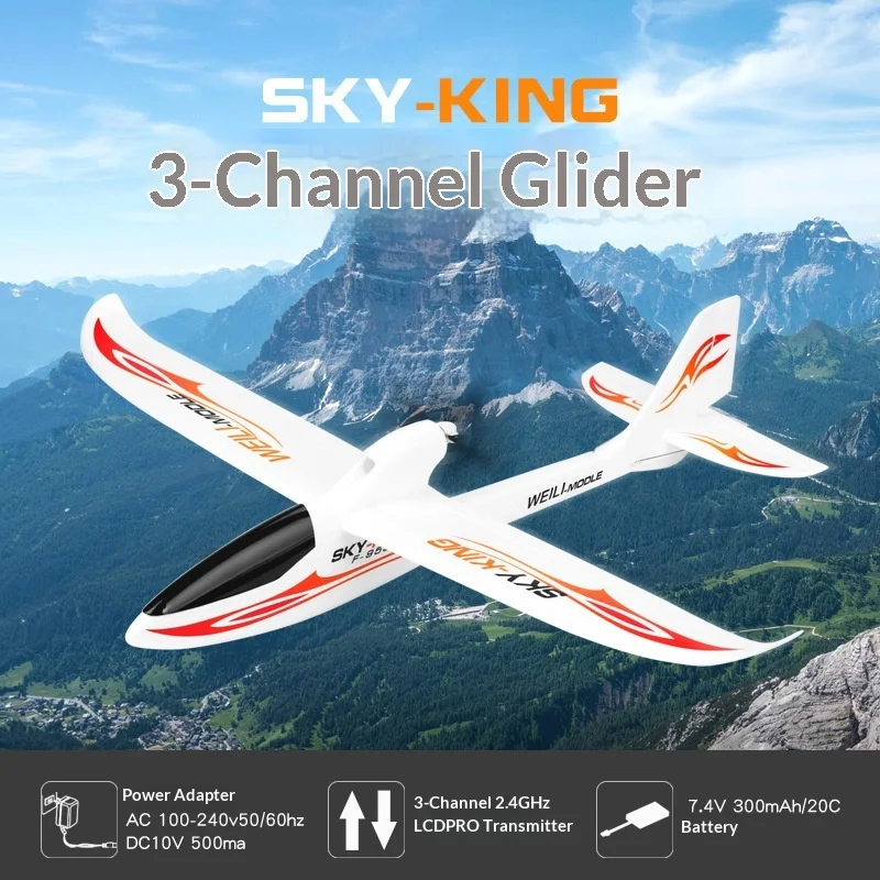 Weili Sky King F959S Rc Glider 3 Channel Pusher Fixed Wing 24Ghz Powered Airplane Aeromodel Outdoor Flying For Hobby Enthusiasts