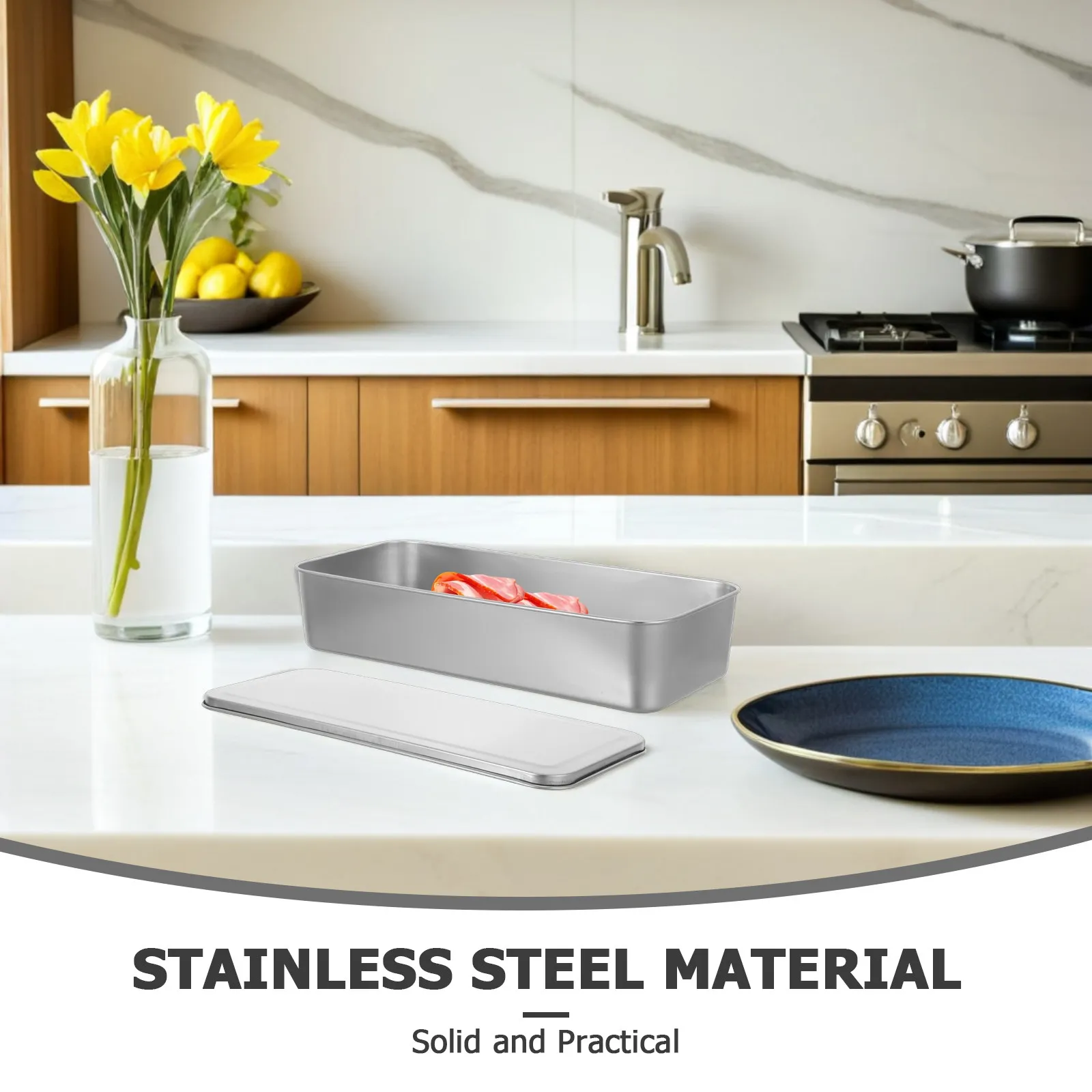 Stainless Steel Food Storage Containers Stackable Airtight Metal Kitchen Storage Lids Dishwasher Safe 13x5.9x2.6 Inch Meal Prep