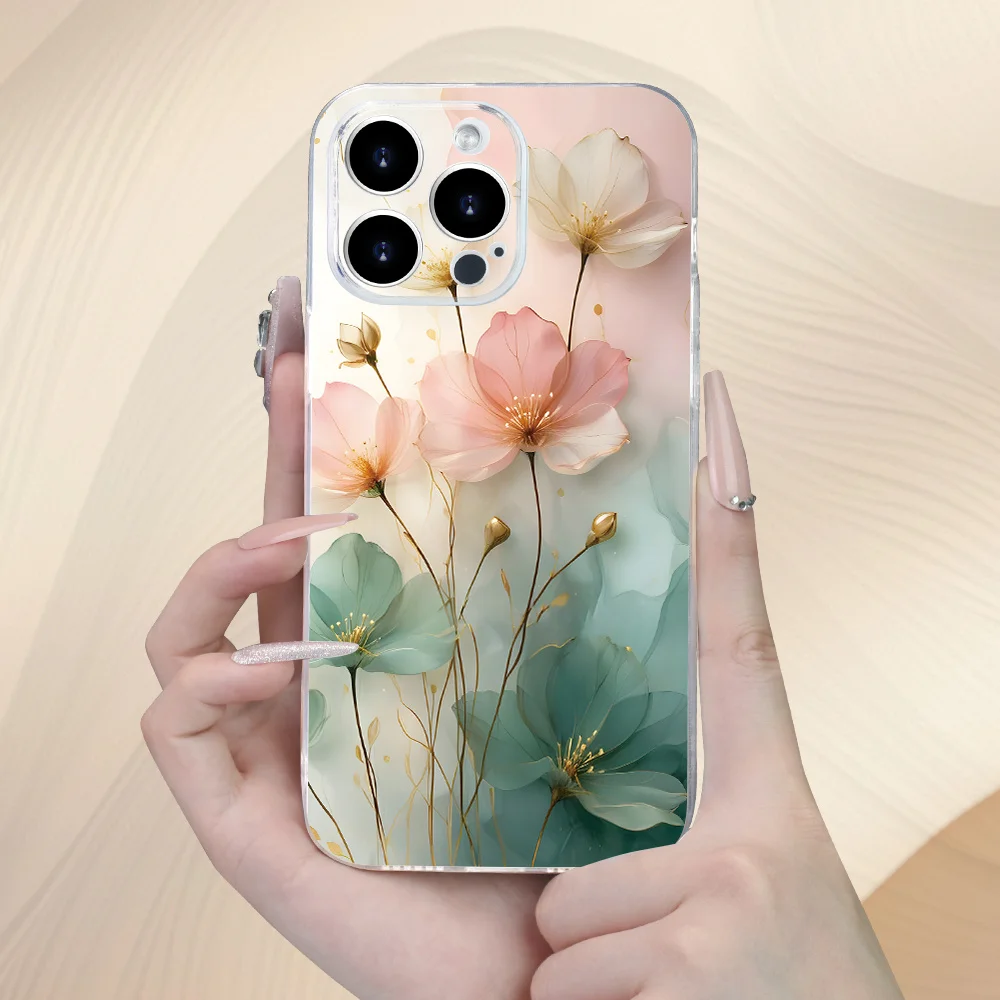 Fresh Flowers Phone Case For Samsung A57 A07 A36 A26 A56 A16 A06 A55 A35 A25 A15 A05 A54 A34 A24 A14 A13 A53 Clear Back Cover
