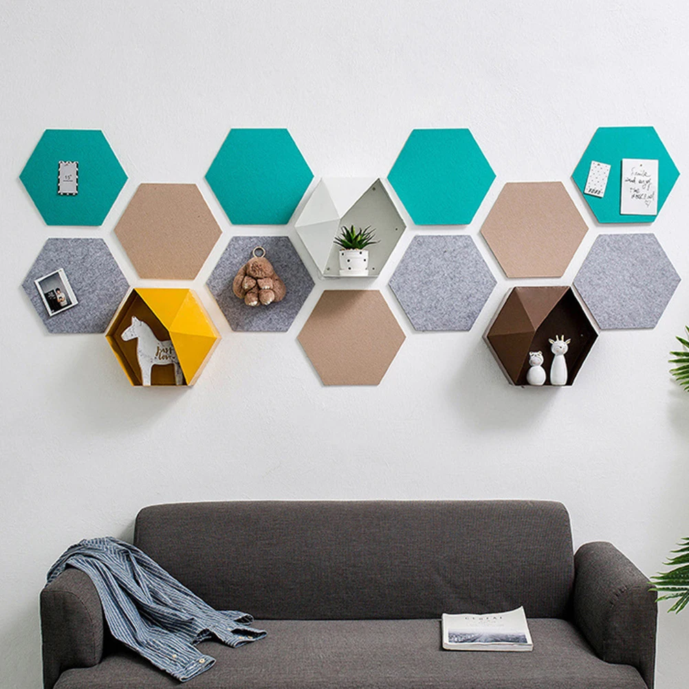 

10Pcs Colorful Hexagon Felt Self-Adhesive Wall Stickers Multifunctional Decorative Board for DIY Classroom Home