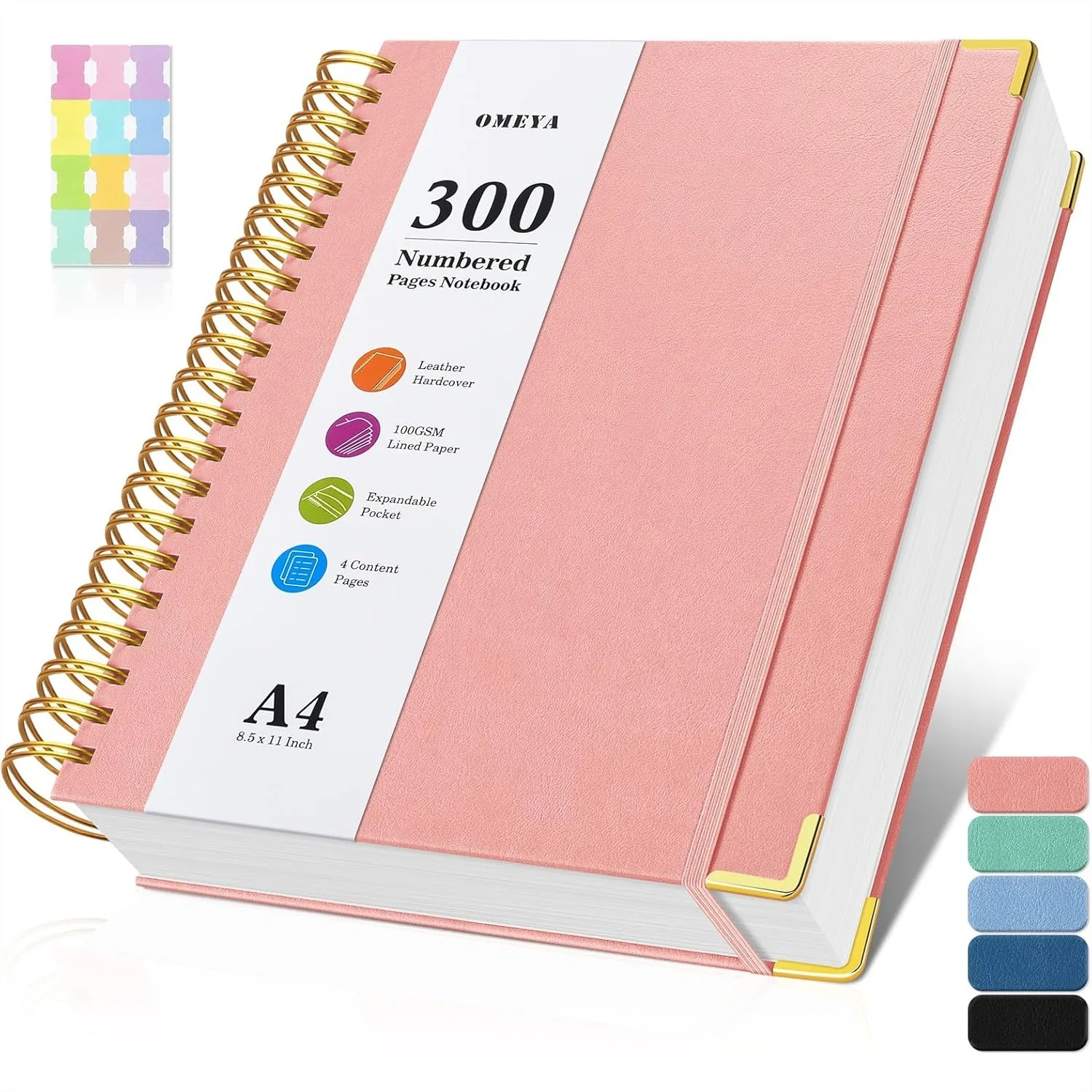 

Spiral Notebook 8.5" x 11", 300 Numbered Pages College Ruled with Contents, 100GSM Thick Journal for Writing, Large A4 Notebooks