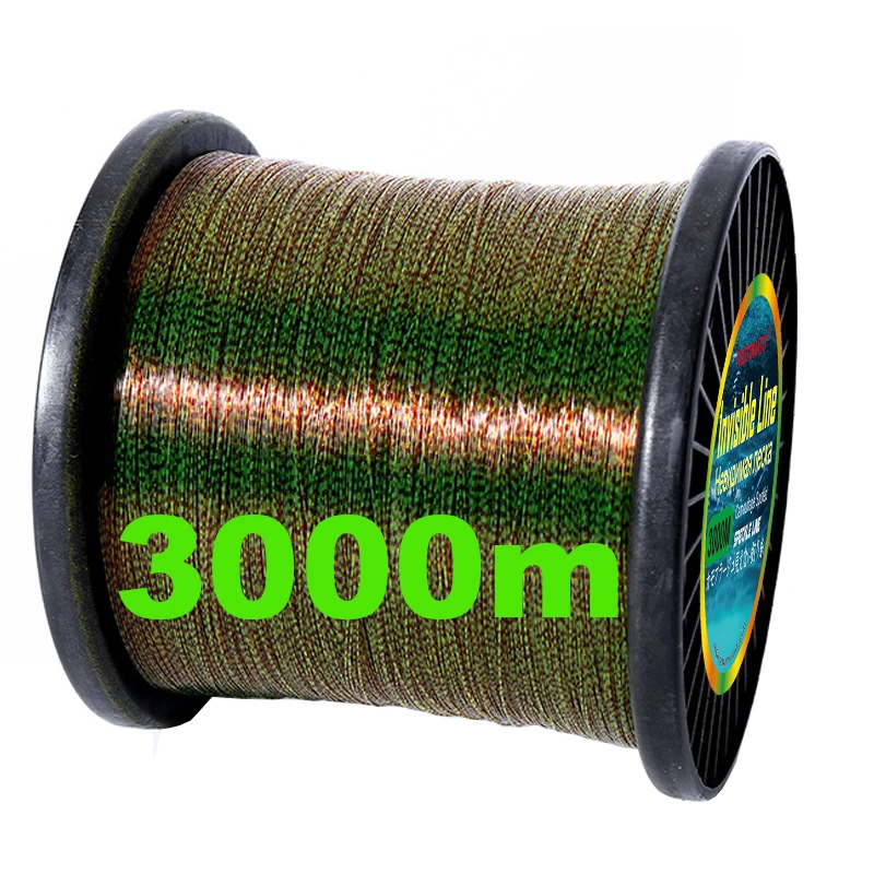 Ligne de pêche Invisible 3000 m 1000 m3D ligne de nylon monofilament enduit de fluorocarbone bionique tacheté ligne de nylon moucheté carpe pêche aux algues Pesca