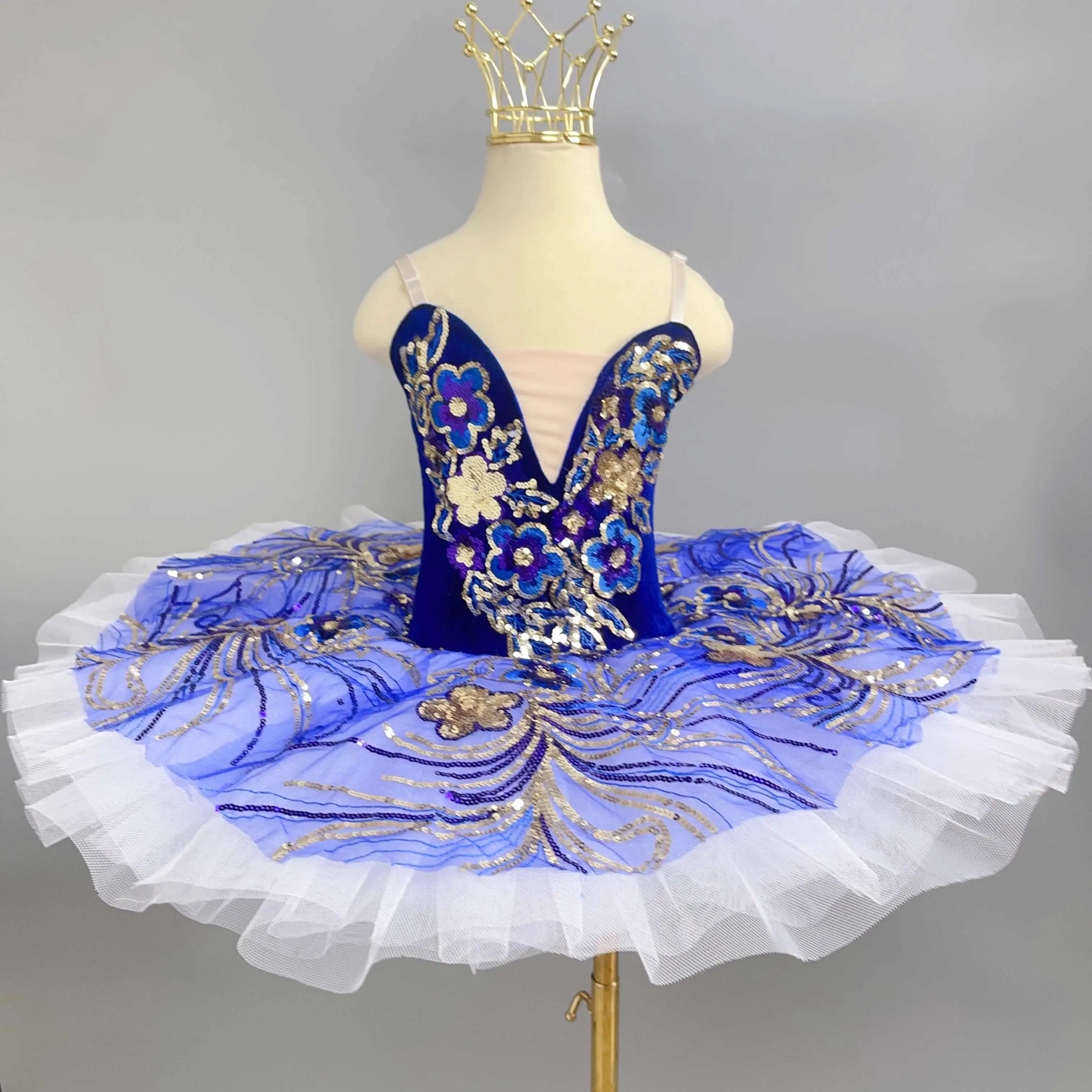 Costume da spettacolo di balletto per ragazze Costume da ballo professionale per il lago dei cigni con gonna TUTU gonfia per bambini