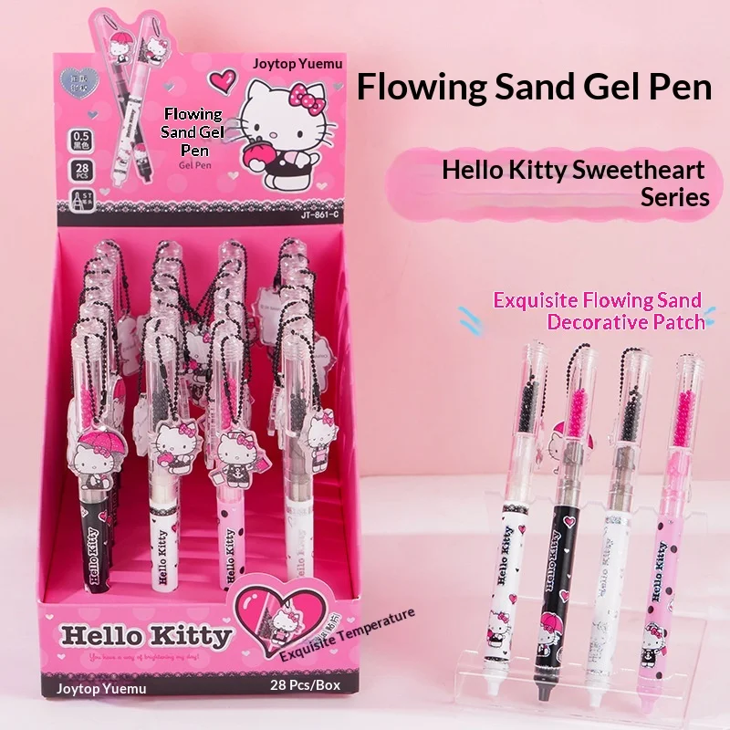 

Hello Kitty Gel Pen Quicksand Retractable Cute Cartoon Acrylic Patch Pendant St Nib Quick Drying Ink For Office School Writing