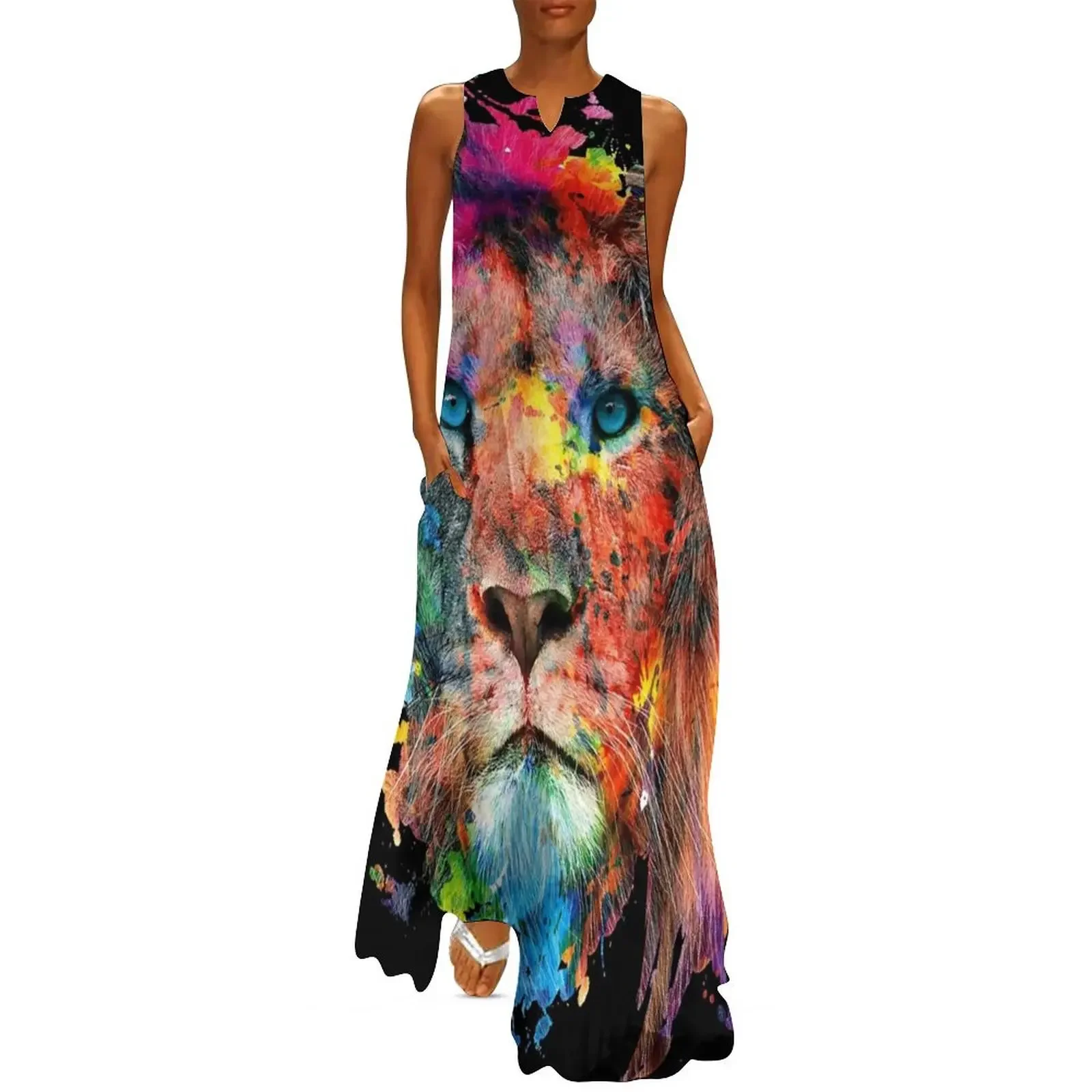 

Lion Long Dress chic and elegant evening dress womens dress beach outfits for women Women's summer dresses