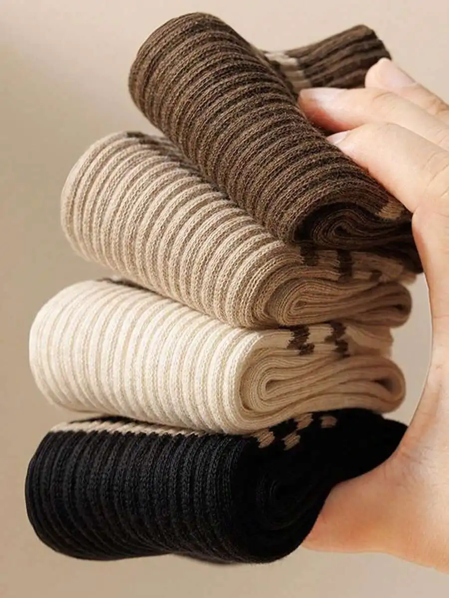 

8 Pairs Mens Mid-Calf Socks Breathable Sweat-Absorbent Lightweight Casual Dailywear Spring Autumn