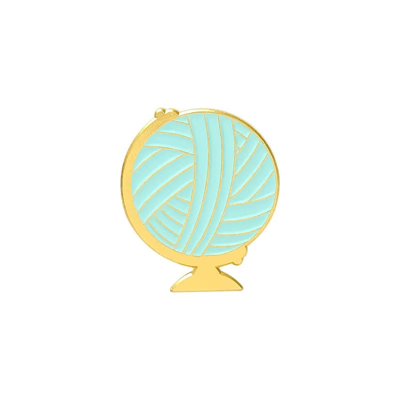 Ball of Yarn Enamel Pins Custom Sheep Snail Globe Ice Cream Planet Brooch Lapel Badge Bag Cartoon Jewelry Gift for Kid Friend