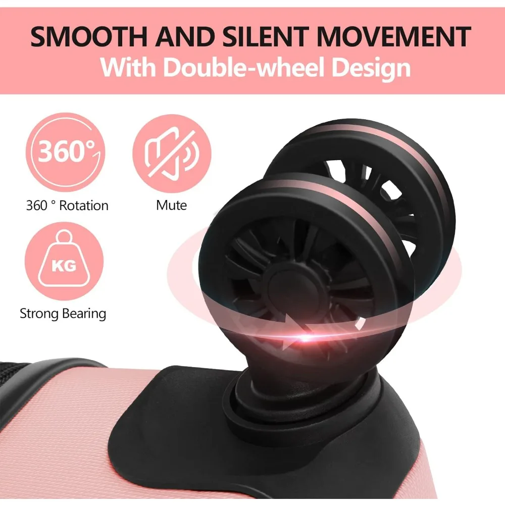 Lightweight ABS Hardside Suitcase with 4 Universal Wheels, TSA Lock, Large 28 Inch Pink for Travel