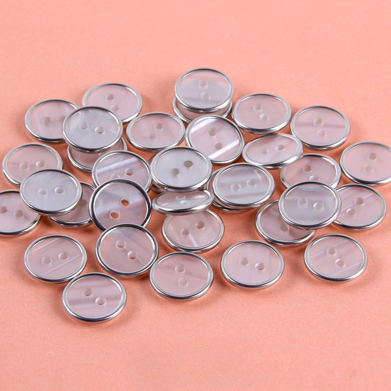 30pcs 12.5mm 2 Holes Retro Shirt Edge Silver White Artistic Button Brand Collar Trim Button Clothing Accessories for Men Women