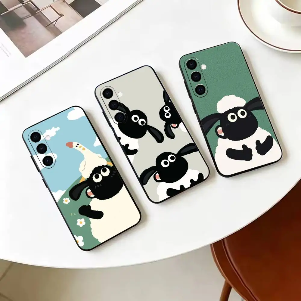 Clever the S-Sheep S-Shaun-SS Funda de silicona suave para teléfono Samsung Galaxy A73//A72/A70/A53/A52/A51 - Negro