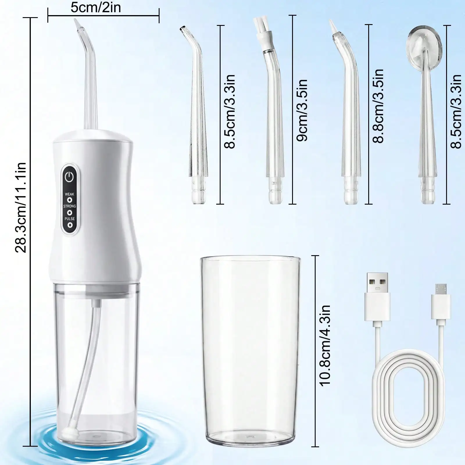 Electric Flosser With 4 Interchangeable Tips To Remove Plaque, Stains, And Tartar; Easy To Use And Helps Maintain Oral Hygiene; Rechargeable, Portable Oral Irrigator Suitable For Travel And Home Use., Gift