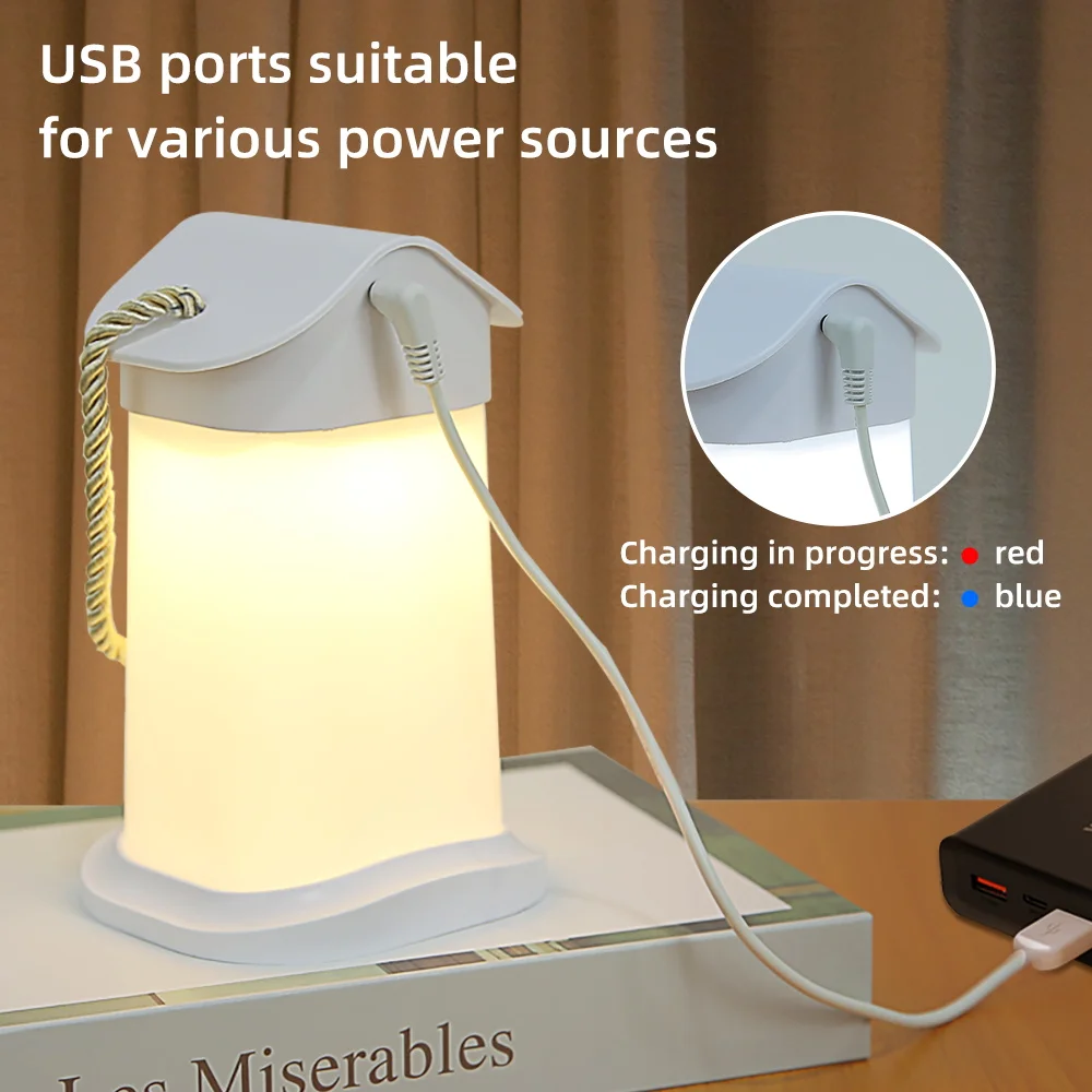 Imagem -03 - Lâmpada de Cabeceira Portátil para Quarto Luz Noturna Led Toque Stepless Regulável Abajur Usb Luz de Dormir Presente para Criança