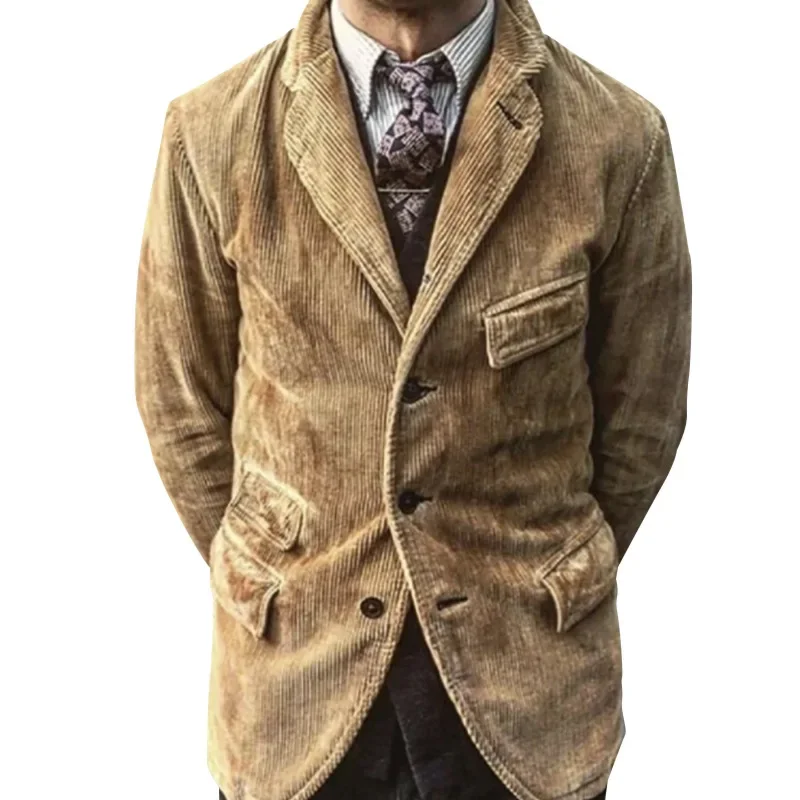 New Men's Casual Fashion Solid Color Open-lined Jacket Men
