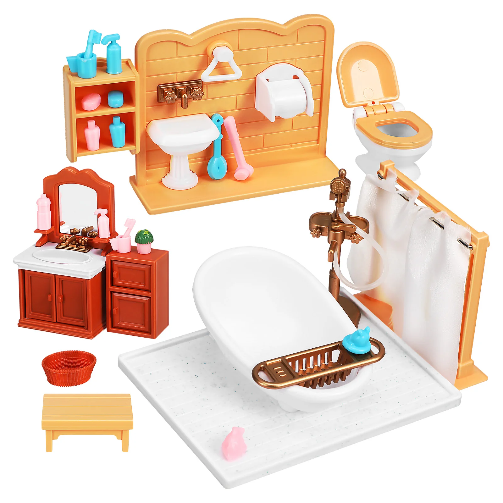 Bathtub Toys Small Furniture Model Mini Bathroom Decor House Dolls Baby Shower Prop Dollhouse Child
