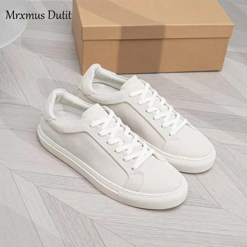 Mrxmus Dutit Men Shoes 2023 summer New Fashion Leather Casual Men\'s Sneakers Solid Color Simple Versatile White Shoes Male