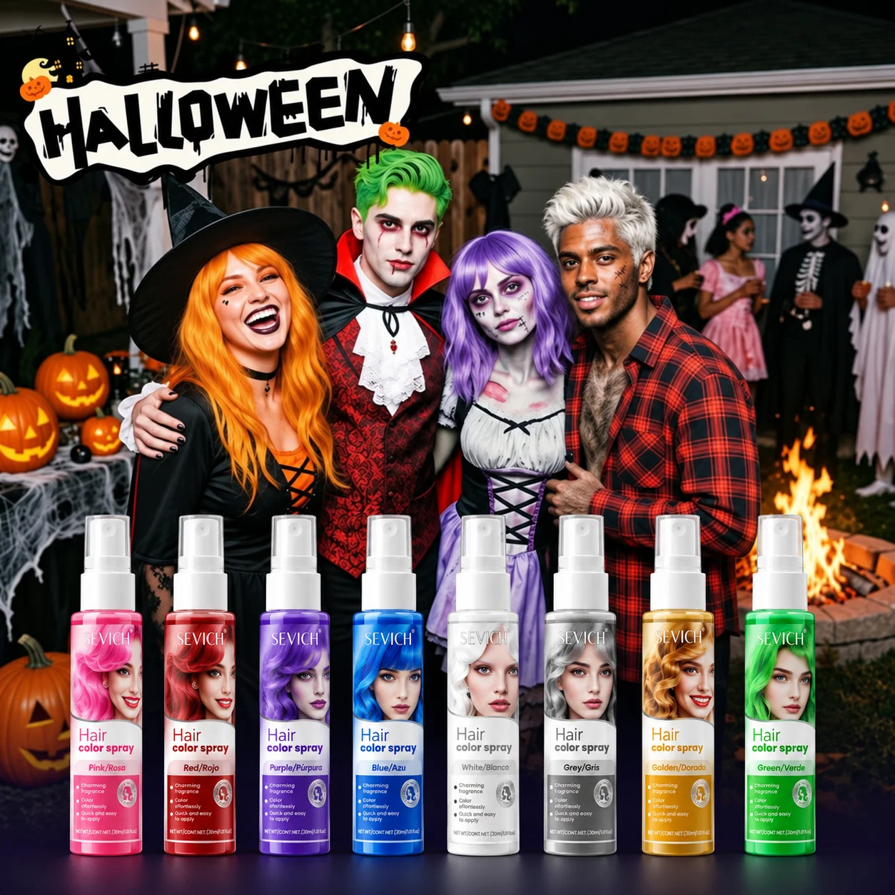 SEVICH Temporary Hair Color Spray 30ml Washable Hair Dye 8 Colors DIY One-Time Styling for Halloween Party Cosplay Festival