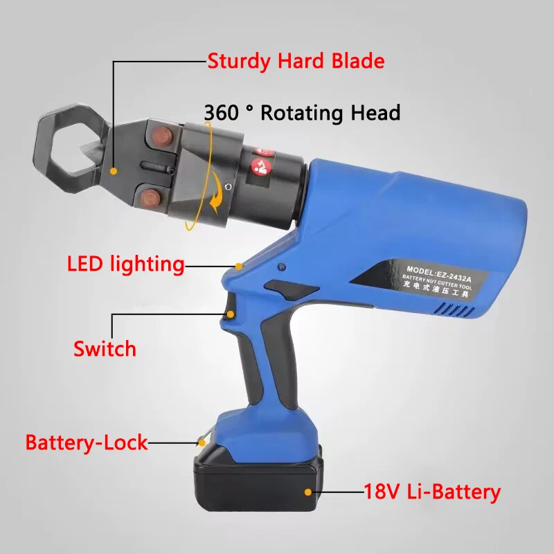 Electric Nut Breaker Portable Hydraulic Nut Cutter EZ-2432 Rusted Nut Cutting Machine Screw Cap Crusher Rusted Nut Broken