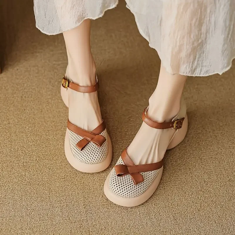 

Chunky Block Heel Casual Buckles Women's Sandals Thick Ladies Shoes High Quality Asian Size Vintage Footwear The Best