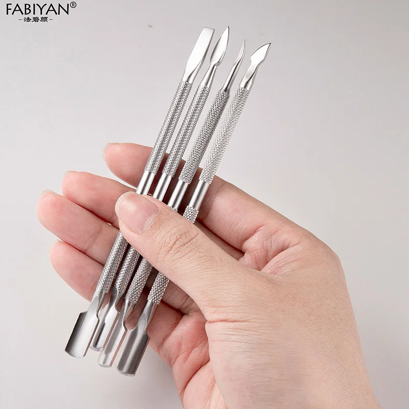 Double Sided Stainless Steel Metal Cuticle Dead Skin Pusher Trimmer Remover Push Finger Tip Nail Art Manicure Pedicure Care Tool