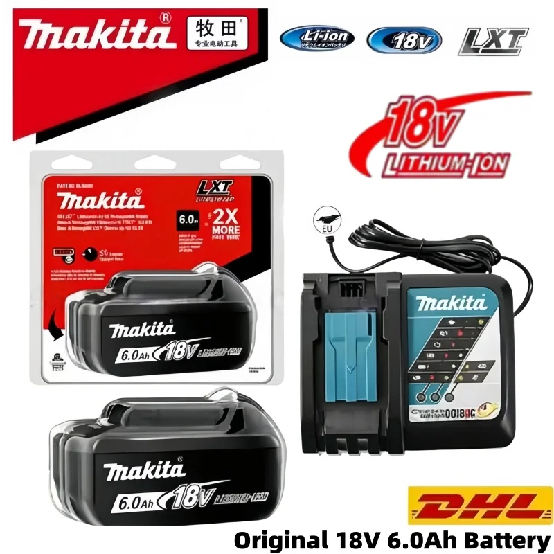 

6000mAh Makita 18V Rechargeable Lithium Battery, 100% Original 6.0Ah Battery Perfectly Fits BL1830 BL1840 BL1850 BL1850B