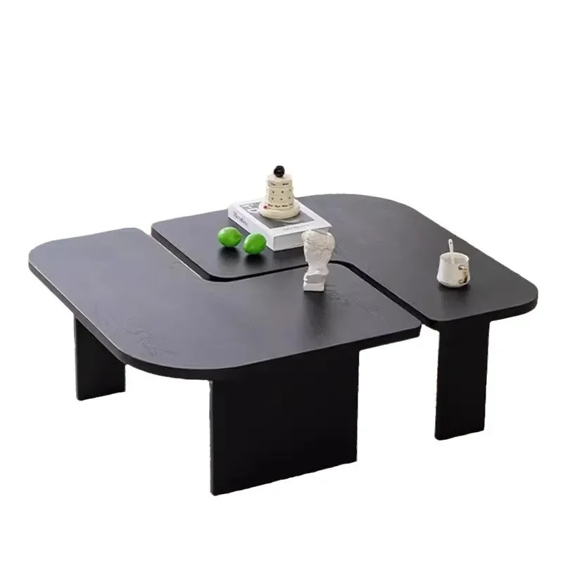 

Medieval style living room solid wood coffee table B & B black combination sofa side hotel light luxury high-end special-shaped