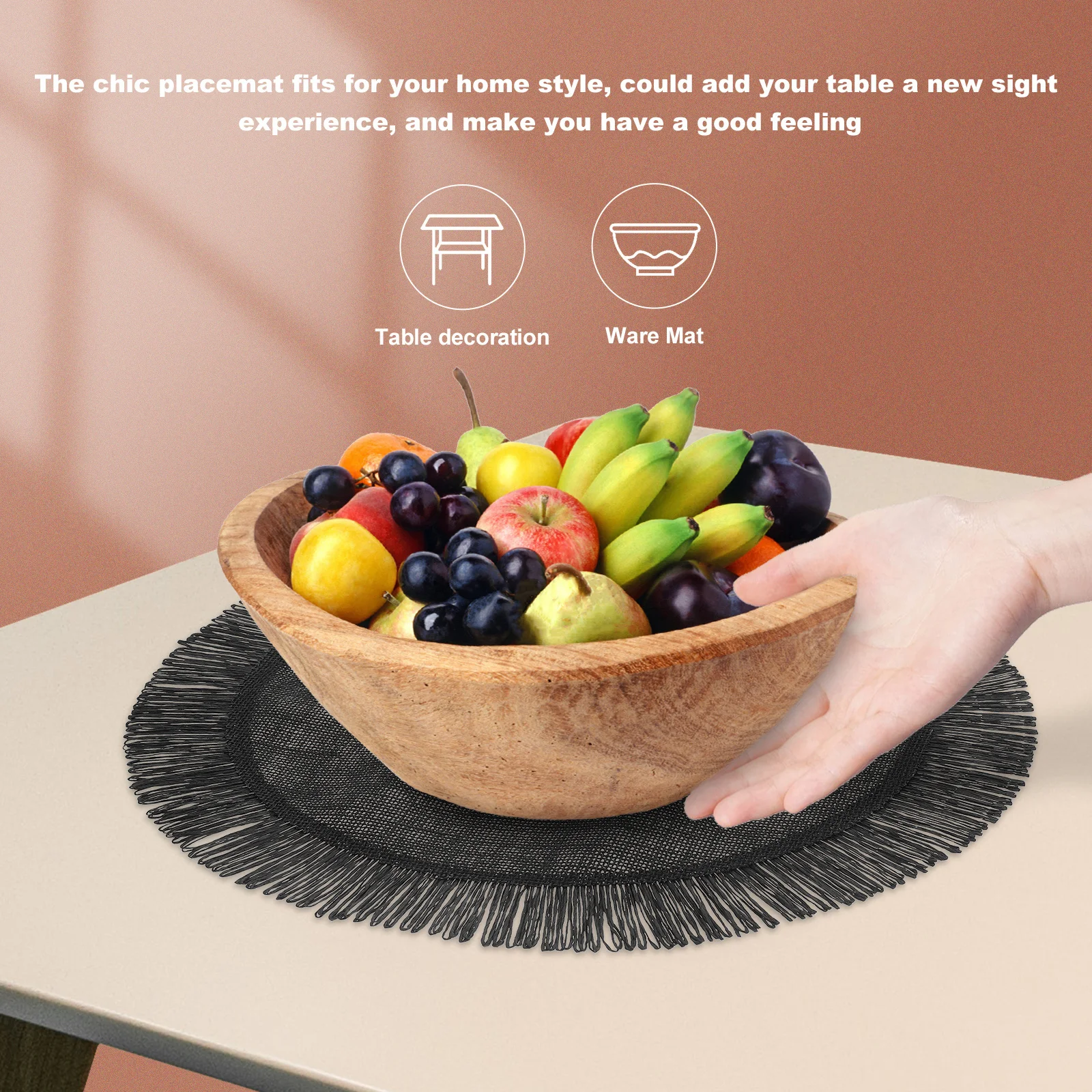 

2Pcs Decorative Round Woven Placemat Set Thick Braided Heat Insulation Mat for Tableware Protection Stylish Home Dining