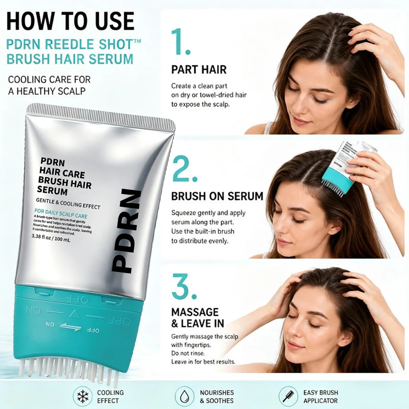 PDRN Scalp Repair Serum reinigt die Kopfhaut gründlich, pflegt geschädigtes Haar, Essenz, tragbare Bürste, Kopfhautserum, erfrischend und beruhigend – Detail 4