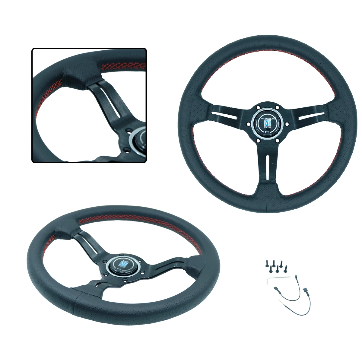 ND 13 Inch 320MM Leather Velour Foldable Steering Wheel for Car Racing Games Luxury Modified Automobile Wheel Pad