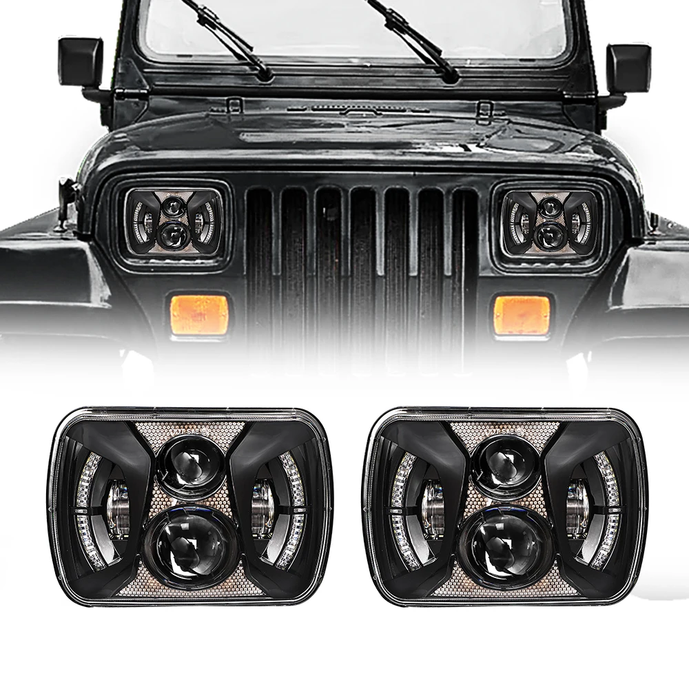 

Новинка 7x6 5X 7 светодиодная фара белого цвета DRL дневные ходовые огни для Jeep Wrangler YJ Cherokee XJ Trucks H4 светодиодная квадратная фара s