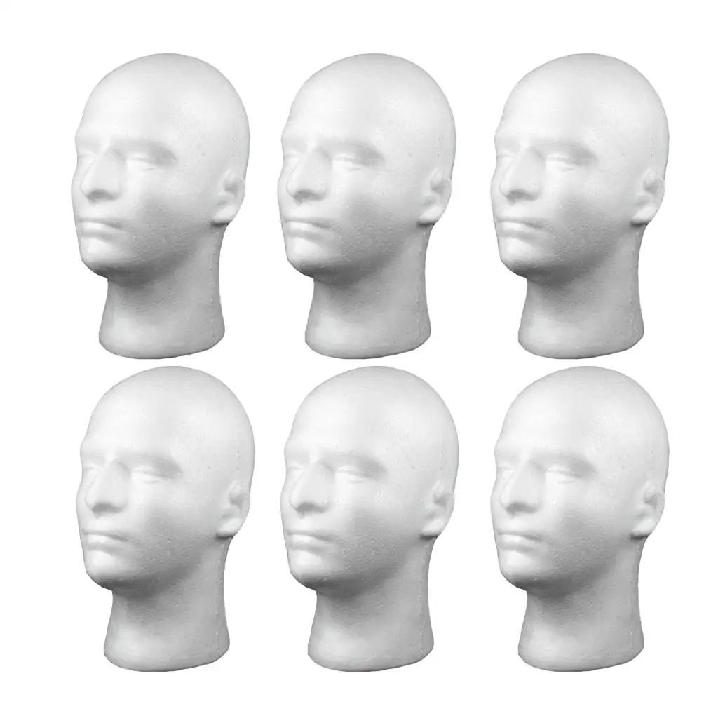 6x Foam Manikin Head Cosmetic Head for Wigs Glasses F/ Salon