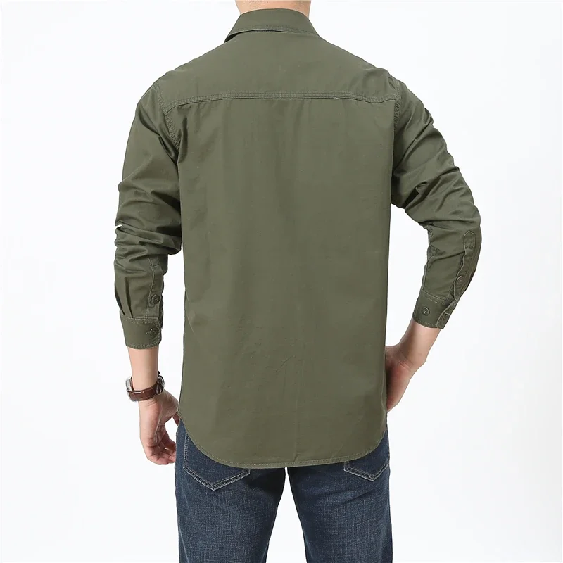 Oversized Shirt 9XL 5XL 8XL 2023 New Men\'s Regular-Fit Long-Sleeve Solid 100%Cotton Shirt Men\'s Fat Military Brand Work Shirts