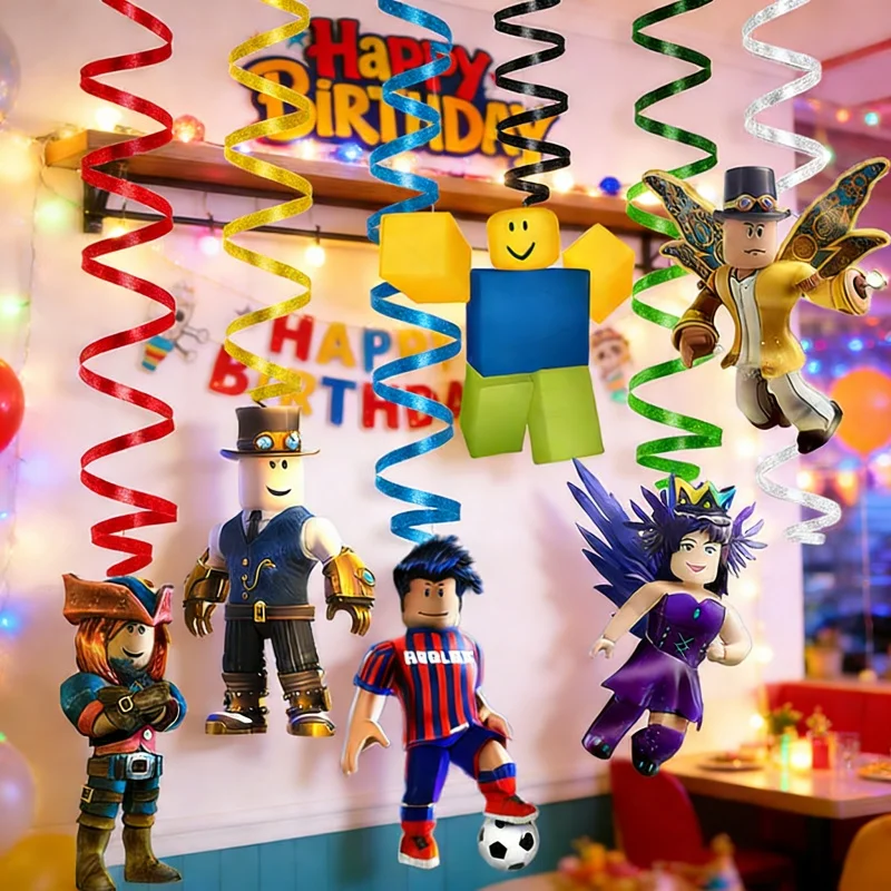 Robloxed Wirbel 6 Stück Hängende Spiralen Robloxed-Themen Spiralförmige Party-Deckendekorationen Festliche Partyzubehör für Geburtstagsfeiern