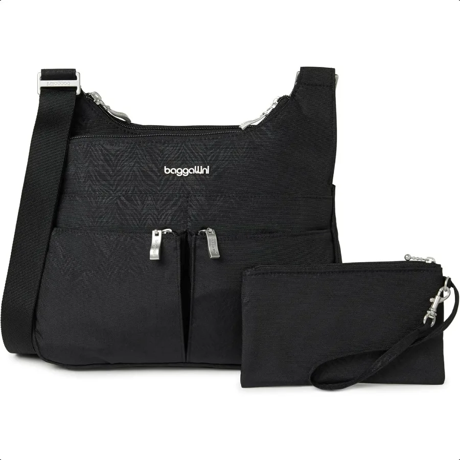 

Cross Over Crossbody Women 11x8.5 Medium Travel Bag Lightweight WaterResistant Nylon Organized Handbag Purse