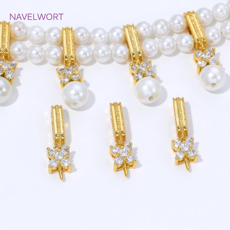 5.2mm*19mm 18K Gold Plated Brass Pendants Bail with Pearl Mounting Accessories,Bails For Jewelry,DIY Jewelry Making Findings