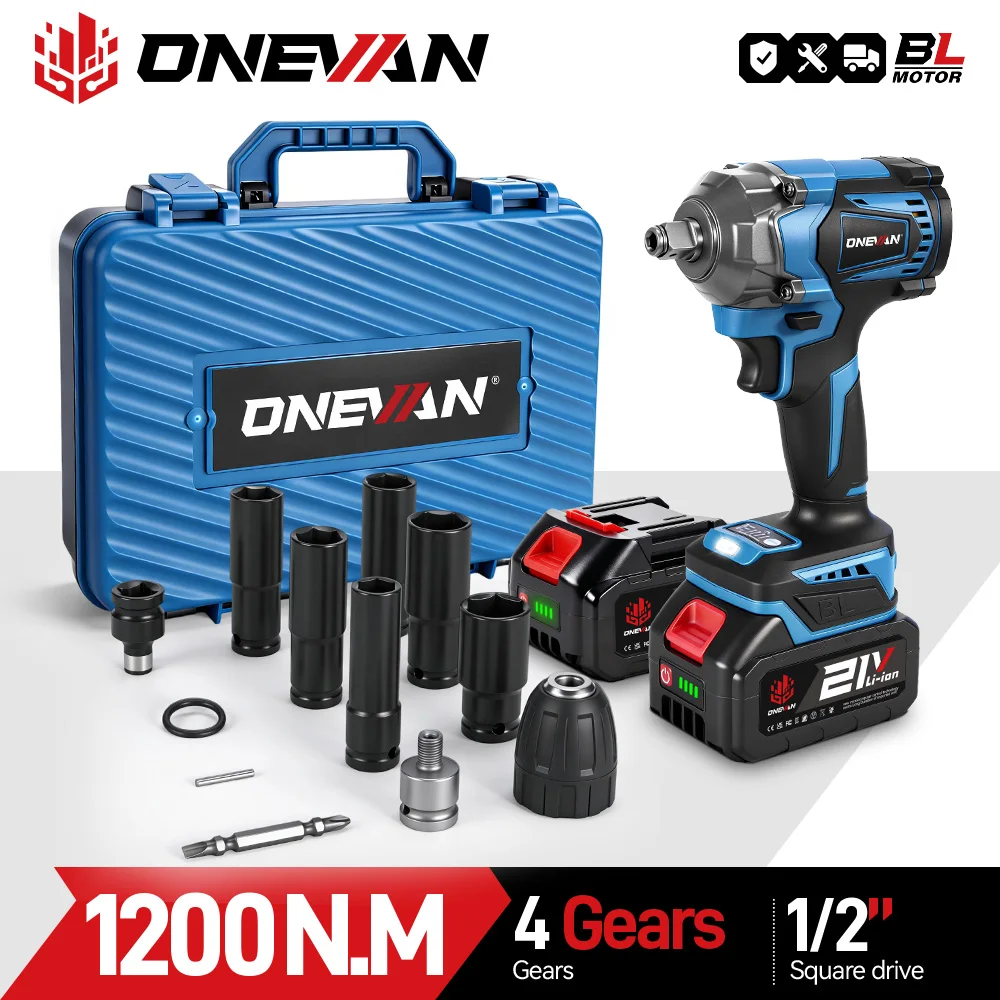 ONEVAN 1200 N.m Bürstenloser elektrischer Schlagschrauber 1/2 Zoll Akku-Elektroschrauber Bohrwerkzeug für Makita 18 V Akku-Pin