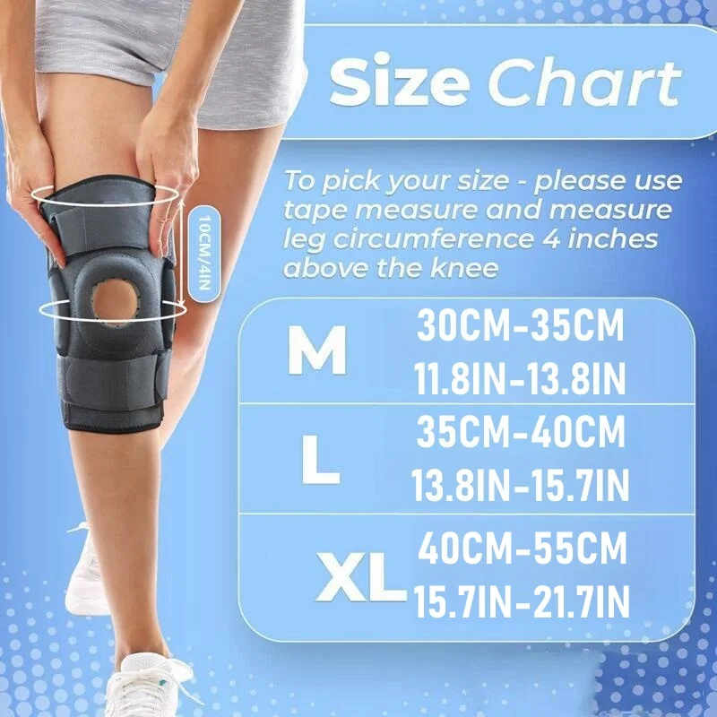 1pcs Knee Brace Protector Pad with Dual Metal Side Stabilizers Knee Support ACL MCL Meniscus Tear Arthritis Tendon Pain Relief