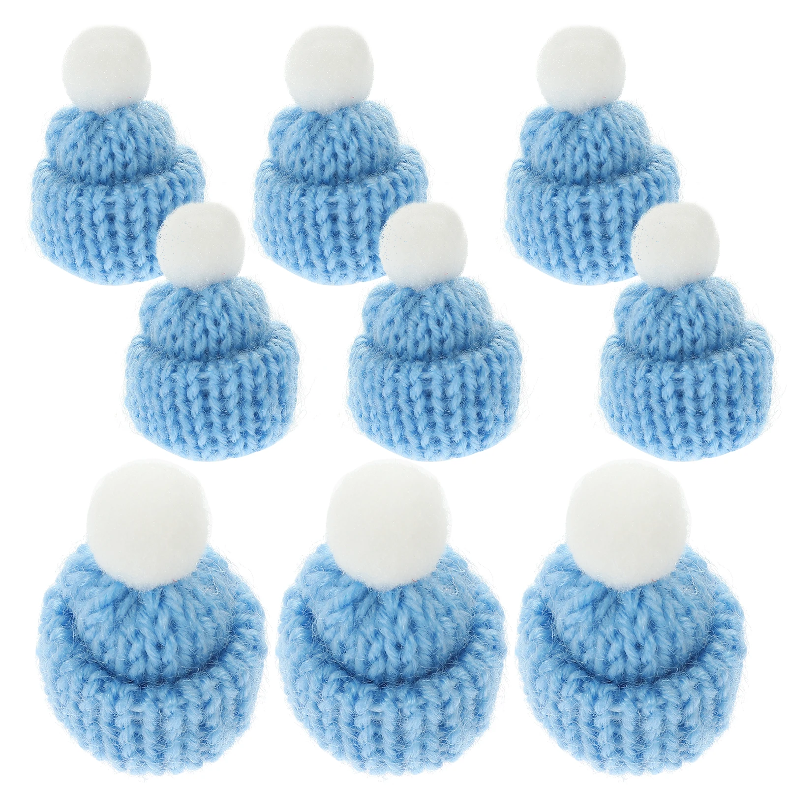 

10PCS Christmas Hats Knitted Santa Cap Blue Party Favors DIY Handmade Holiday Gifts Christmas Theme Decorations Festive