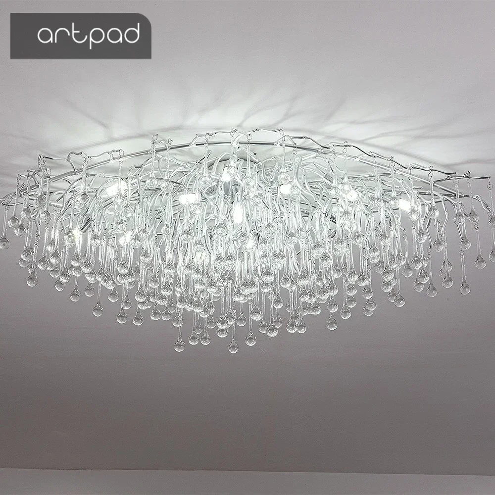 

Artpad Modern LED Crystal Ceiling Light Chandelier Fixtures G9 LED Bulb Silver Lamp Holder Dining Room Lights for Distributors