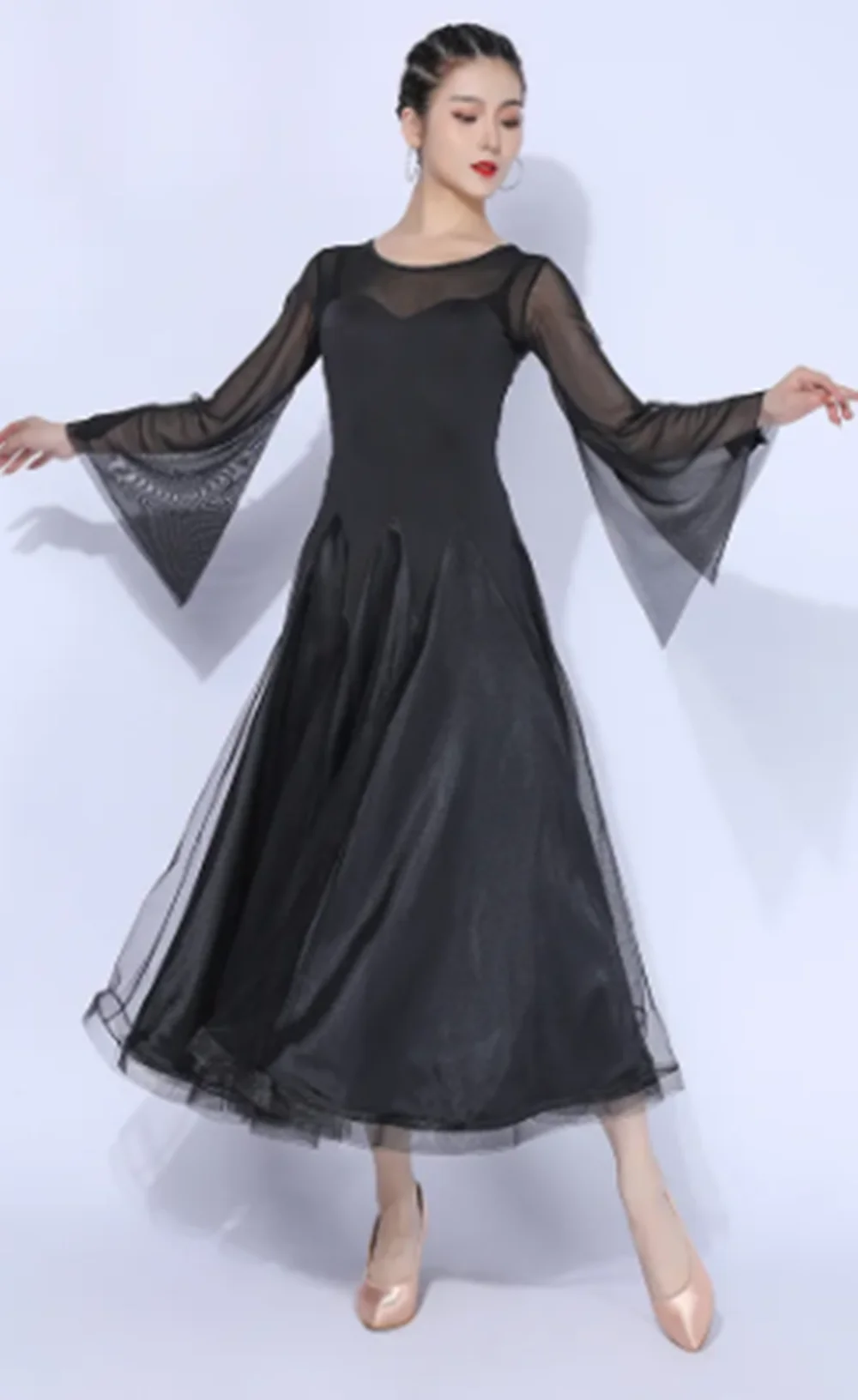 여성 볼룸 댄스 대회 드레스 왈츠 공연 의상 2 색 성인 댄스 파티 국가 표준 댄스 드레스 yj025